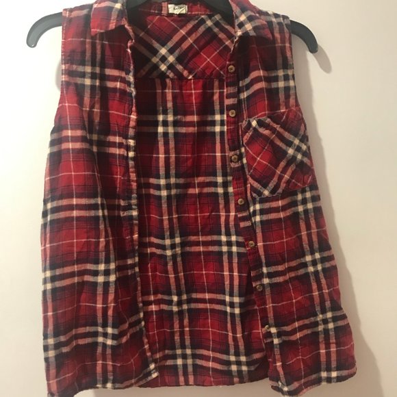 Flannel Button Up Vest - Picture 1 of 4